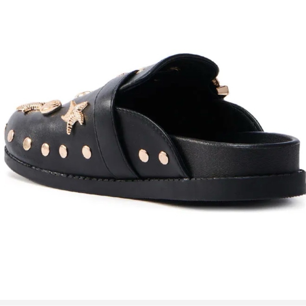 AZALEA WANG BRINY BLACK SEA SHELL EMBELLISHED CLOG - Picture 3 of 7